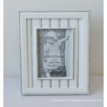 White Wooden Photo Frame with Silver Line